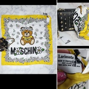 Moschino  yellow toy teddy floral silk scarf new with tags